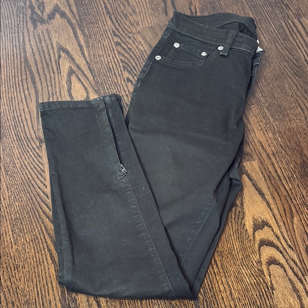 Rag & Bone for Intermix Dark Olive zip up capri jeans with ankle zipper
